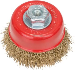 SKODELASTA ŽIČNA ŠČETKA BOSCH 75MM NAVOJ M10 MEDENINA 0.30 MM VALOVITA ŽICA