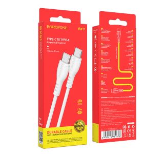 BOROFONE PODATKOVNI KABEL BX51 (FAST CHARGE) 3,0A 60W VHOD TYPE-C NA TYPE-C 1M, BEL