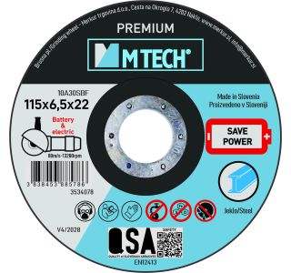 BRUSNA PLOŠČA ZA RF MTECH 115X6.5X22 PREMIUM JEKLO