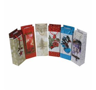 DARILNA VREČKA NL EKO ART B, STEKLENICA 130X85X360 MM Z VRVICO