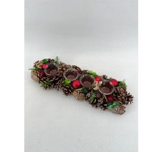 DEKORACIJA GLOSSTYLE ADVENTNI, NARAVEN S 4 KOZARČKI, 46X16X9 CM DEKORACIJA GLOSSTYLE ADVENTNI, NARAVEN S 4 KOZARČKI, 46X16X9 CM