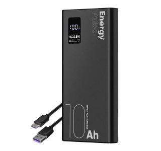 ENERGY PULSE ZUNANJA BATERIJA POWERBANK 10000 MAH 22,5W - ČRNA