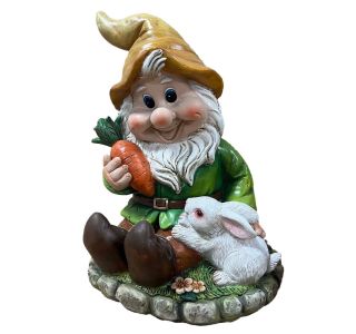 FIGURA, OKRASNA PALČEK SEDI Z ZAJCEM VIŠ.22 CM