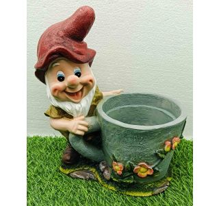 FIGURA, OKRASNA PALČEK Z LONCEM ZA ROŽE VIŠ. 27 CM