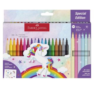 FLOMASTRI FABER CASTEL UNICORN 18+6 Z NALEPKAMI