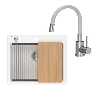GRANITAL POMIVALNO KORITO QUADRON KURT 110 + MAGGIE BELA SET Z ARMATURO GRANITAL POMIVALNO KORITO QUADRON KURT 110 + MAGGIE BELA SET Z ARMATURO