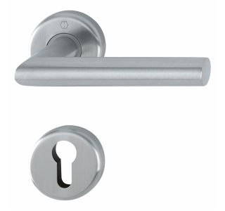 INOX KLJUKA ZA VRATA UTRECHT Z ROZETO CILIND. F69