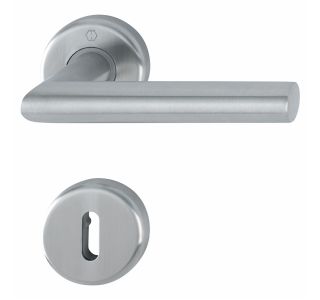 INOX KLJUKA ZA VRATA UTRECHT Z ROZETO KLJUČ F69