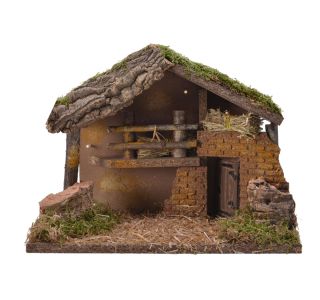 JASLICE DECORIS SKEDENJ Z LUBJEM IN MAHOM Z LUČKAMI, 30X17X21 CM