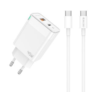 JELLICO C107 HIŠNI POLNILEC GAN QC / PD 45W VHOD USB A IN TYPE C S KABLOM TYPE C - ORIGINAL (EU BLISTER) - BEL