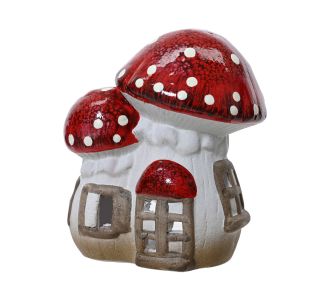 JESENSKA DEKORACIJA DECORIS SVEČNIK GOBICA 13.4X10.2X15.3 CM