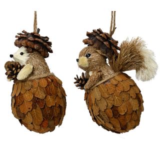 JESENSKA DEKORACIJA DECORIS VEVERICA, JEŽEK 10X10X21.5 CM, SORTIRANO