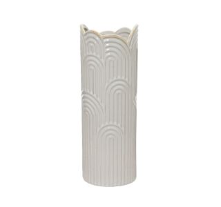 KERAMIČNA VAZA DECORIS BELA FI 12 CM. 34 CM