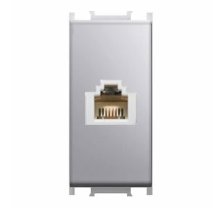 KOMUNIKACIJSKA VTIČNICA MODUL TEL KS RJ11 6/4 SREBRNA, 1M, BOK