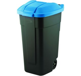KONTEJNER - ZABOJNIK CURVER SMETNJAK 110L NA KOLESIH ČRN Z MODRIM POKROVOM