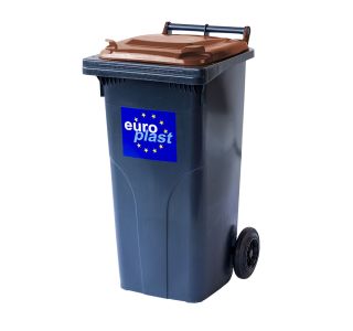 KONTEJNER - ZABOJNIK EKO LUX SMETNJAK 120 L PVC ČRN / RJAV ZABOJNIK+KOLO+OS