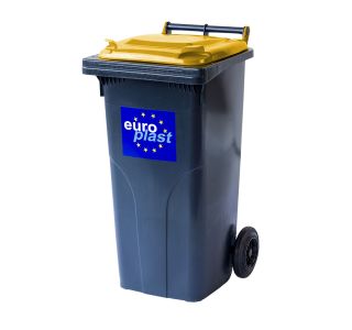 KONTEJNER - ZABOJNIK EKO LUX SMETNJAK 120 L PVC ČRN / RUMEN ZABOJNIK+KOLO+OS