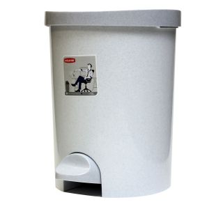 KOŠ S PEDALOM - OKROGLI, SIV, 15L