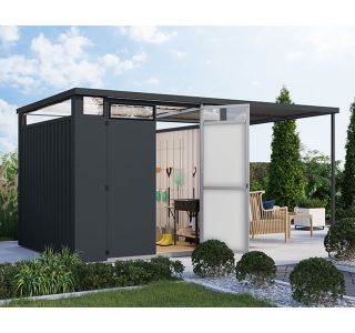 KOVINSKA VRTNA HIŠKA KARIBU OSTEN 2 ANTRACIT 220X220X215