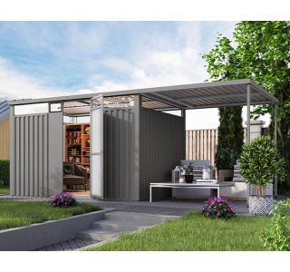 KOVINSKA VRTNA HIŠKA KARIBU OSTEN 3 SIV ALUMINIJ 330X220X215