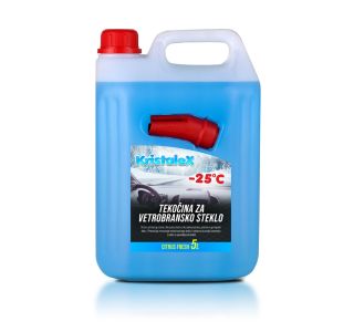 KRISTALEX TEKOČINA ZA VETROBRANSKO STEKLO DO -25C Z LIJEM 5L KRISTALEX TEKOČINA ZA VETROBRANSKO STEKLO DO -25C Z LIJEM 5L