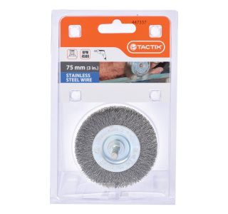 KROŽNA ŽIČNA ŠČETKA TACTIX 75MM INOX 0.30MM OS 6MM KROŽNA ŽIČNA ŠČETKA TACTIX 75MM INOX 0.30MM OS 6MM