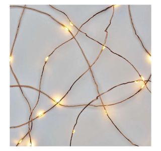 LED BOŽIČNA NANO VERIGA BAKRENA, 0,9 M, 2X AA, NOTRANJA, TOPLA BELA, ČASOVNIK