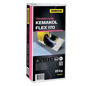 LEPILO ZA PLOŠČICE MUREXIN KEMAKOL FLEX 170 25KG SIV C2TES1 - Z VLAKNI