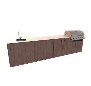 LETNA KUHINJA BELLANO BOLOGNA AMERIŠKI OREH 3600X634X935 PULT PORCELAN