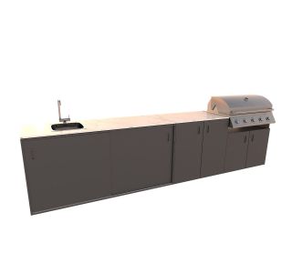 LETNA KUHINJA BELLANO BOLOGNA ANTRACIT 3600X634X935 PULT PORCELAN