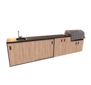 LETNA KUHINJA BELLANO BOLOGNA HRAST RUSTIK 3600X634X950 PULT GRANIT