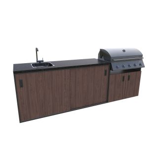 LETNA KUHINJA BELLANO VENICE AMERIŠKI OREH 2700X634X950 PULT GRANIT