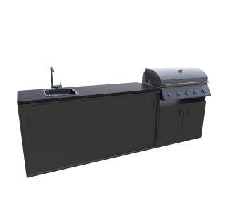 LETNA KUHINJA BELLANO VENICE ANTRACIT 2700X634X950 PULT GRANIT