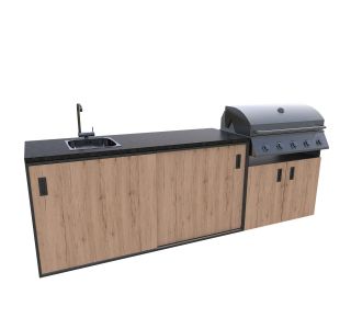 LETNA KUHINJA BELLANO VENICE HRAST RUSTIK 2700X634X950 PULT GRANIT
