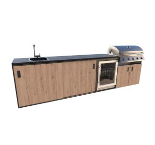 LETNA KUHINJA BELLANO VERONA HRAST RUSTIK 3336X634X950 PULT GRANIT