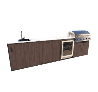 LETNA KUHINJA BELLANO VERONA OREH 3336X634X935 PULT PORCELAN