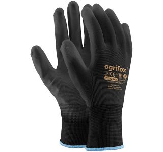 GUMENE ROKAVICE ORGIFOX NAJLON PU ČRNE ŠT.10 V ZAVITKU 12 PAROV