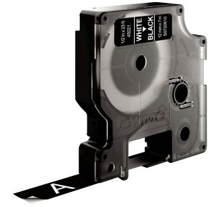 NALEPKE IN TRAKOVI DYMO D1 TRAK 12 MM BELA NA ČRNI, 45021