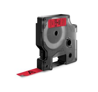 NALEPKE IN TRAKOVI DYMO D1 TRAK 12 MM ČRNA NA RDEČI, 450170