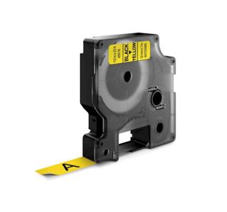 NALEPKE IN TRAKOVI DYMO D1 TRAK 12 MM ČRNA NA RUMENI, 450180