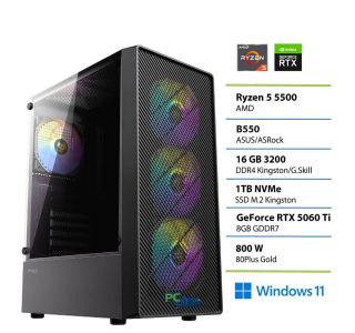NAMIZNI RAČUNALNIK PC PLUS R55500 16GB RTX5060TI W11 GAMER 8 GB 1TB