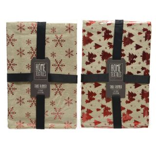 NAMIZNI TEKAČ DECORIS BELO RDEČ NOVOLETNI 32X150 CM