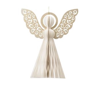 OKRASEK ZA JELKO DECORIS ANGEL 8 CM, PAPIR, BEL