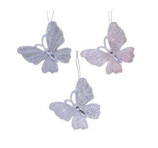 OKRASEK ZA JELKO DECORIS METULJ, 10 CM, SORTIRANO