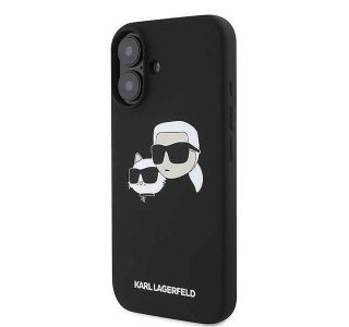 ORIGINALEN KARL LAGERFELD OVITEK IPHONE 16 PLUS - IML NFT HEADS - ČRN SILIKONSKA ZAŠČITA MAGSAFE - KLHMP16MSKCHPPLK