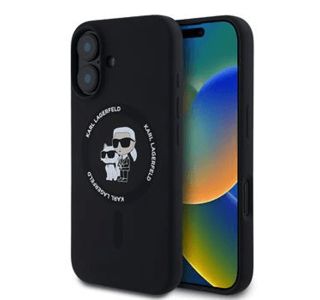 ORIGINALEN KARL LAGERFELD OVITEK MAGSAFE IPHONE 16 - KARL AND CHOUPETTE - ČRN - KLHMP16SSCMKCRHK