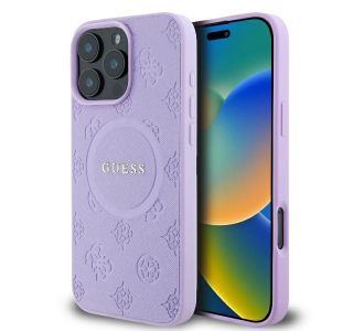 ORIGINALNI GUESS OVITEK GUHMP16LPSAPSMEU ZA IPHONE 16 PRO - MAGSAFE - SAFFIANO  - VIJOLA