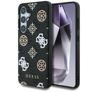 ORIGINALNI GUESS OVITEK GUHMS25SP4PWPK ZA SAMSUNG GALAXY S25 5G - MAGSAFE - STAMP - PU - ČRN