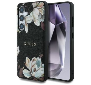 ORIGINALNI GUESS OVITEK ZA SAMSUNG GALAXY S25 5G - MAGSAFE - PRINTED FLOWER - ČRN - GUHMS25SPGNMPLMK