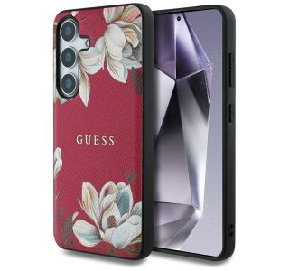 ORIGINALNI GUESS OVITEK ZA SAMSUNG GALAXY S25 5G - MAGSAFE - PRINTED FLOWER - PINK - GUHMS25SPGNMPLMF